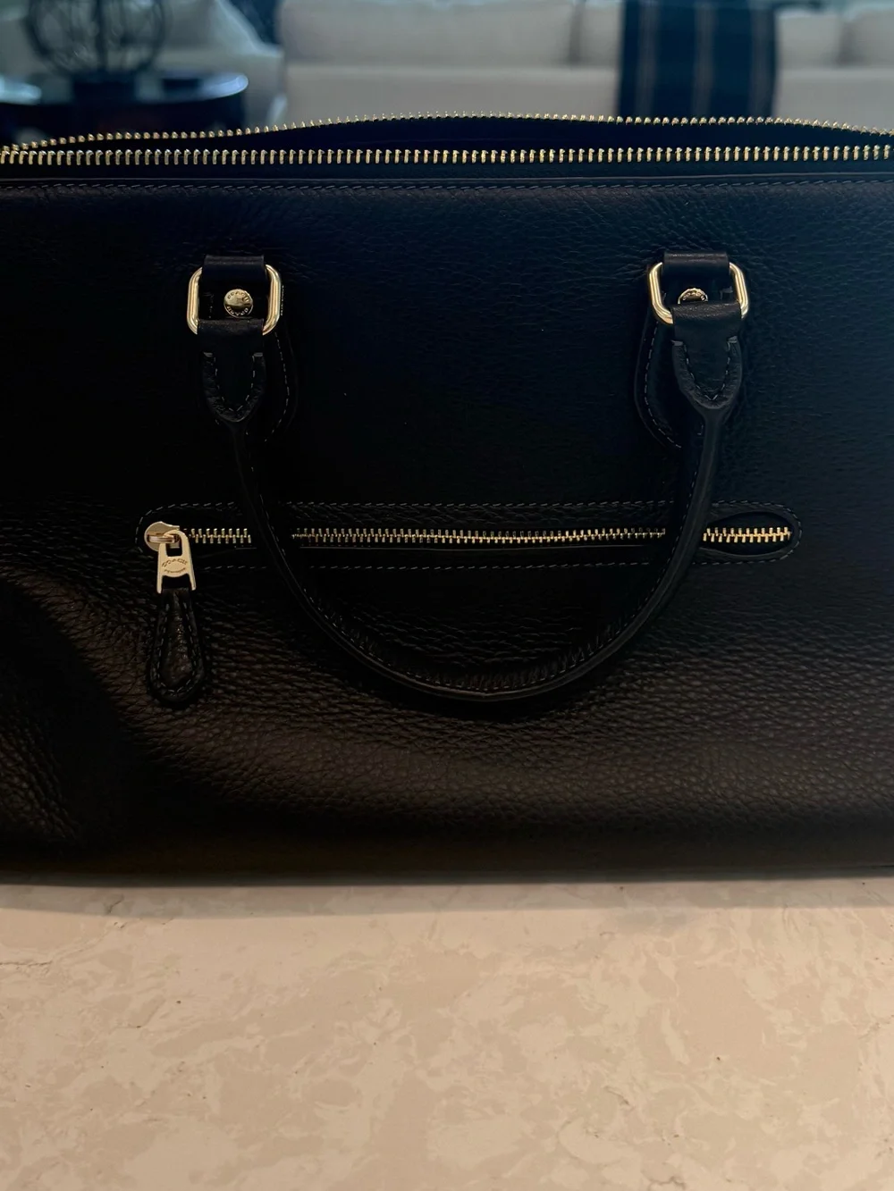 COACH Georgia Black Leather Satchel Handbag